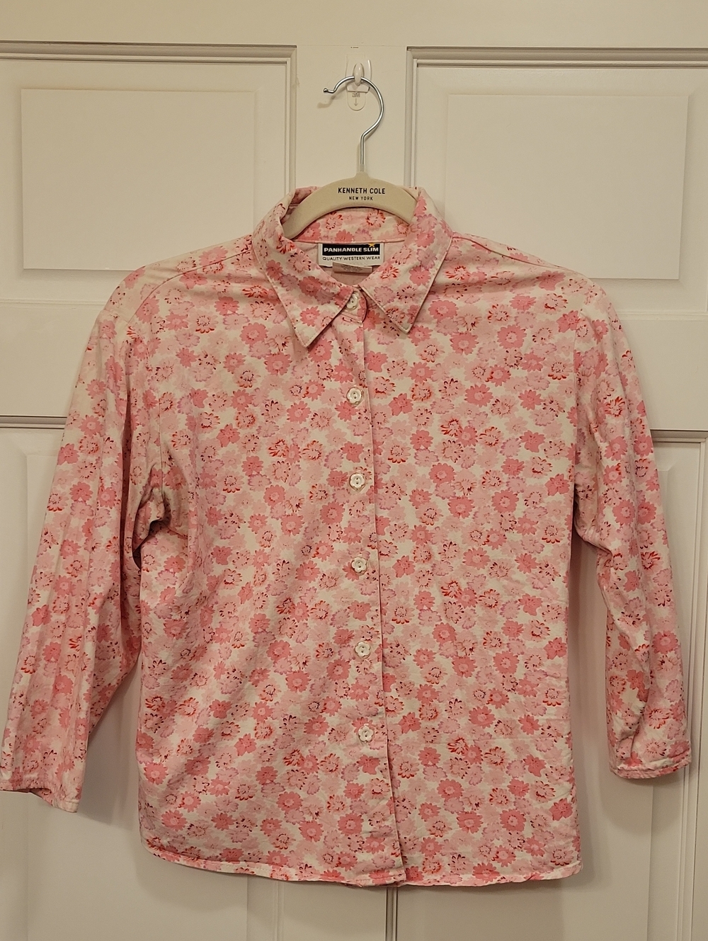 Vintage Panhandle Slim Pink Floral Western Button Down Shirt